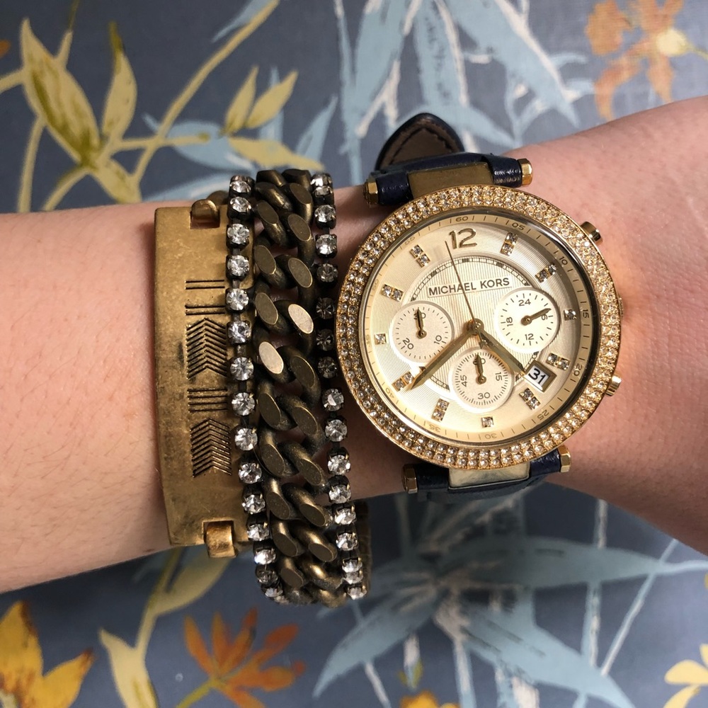 Navy leather Michael Kors watch!